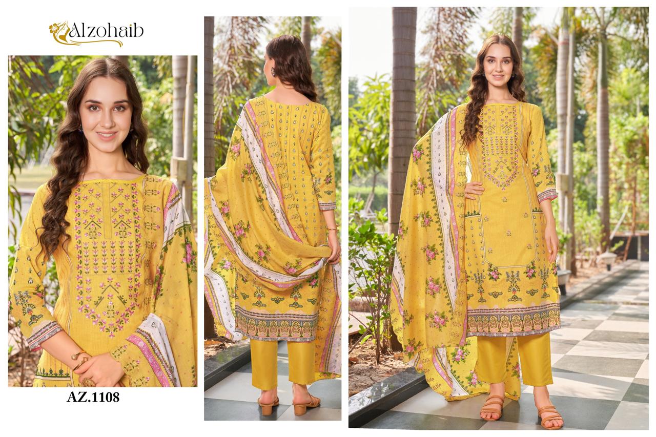 Alzohaib Az 1109 To 1111 Cotton Printed Pakistani Suits Online Wholesale